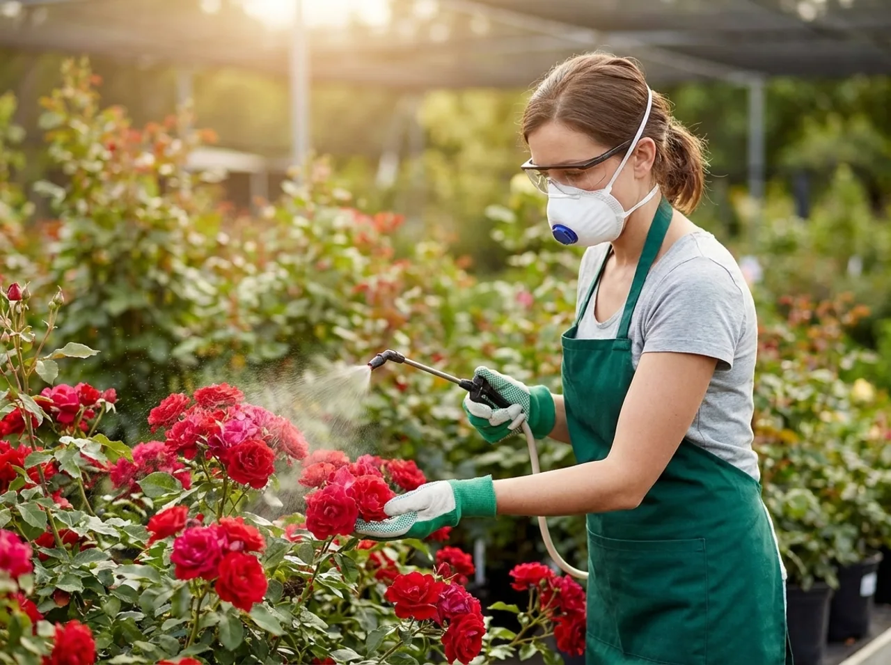 Nursery staff caring for retail display stock