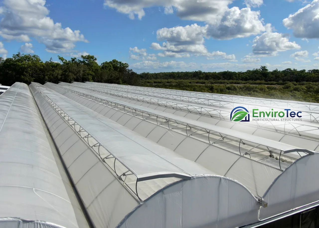 Gullwing greenhouse installed by EnviroTec at Hervey Bay QLD