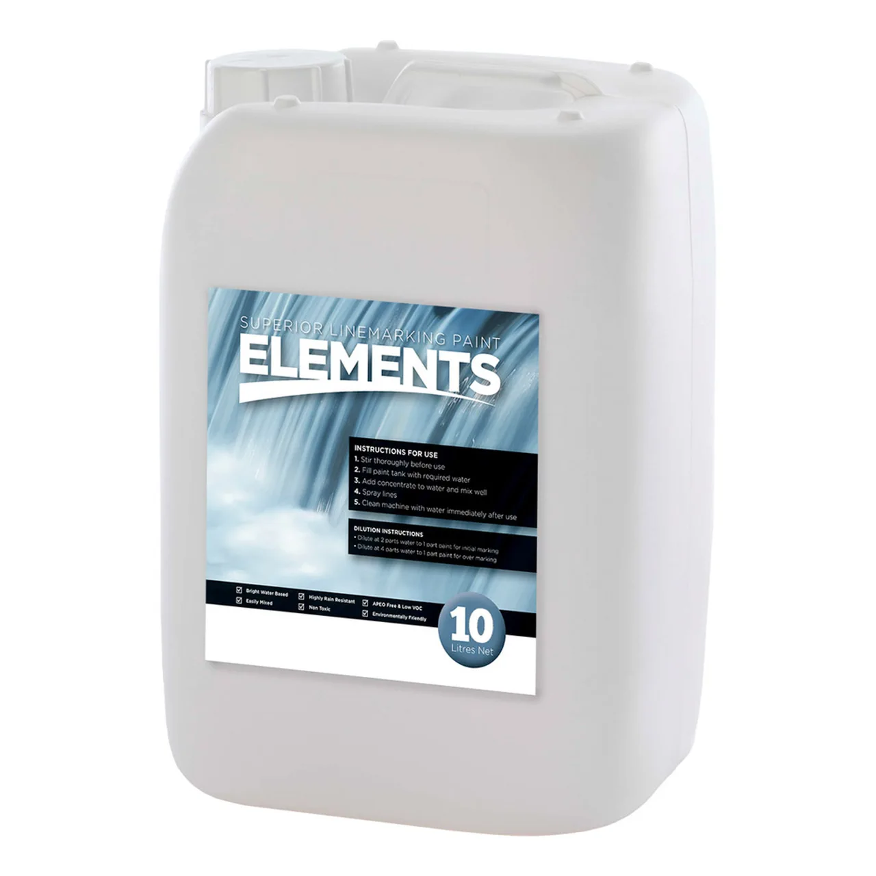 ELEMENTS (4:1) Line Marking Paint — 10 Litre · Black