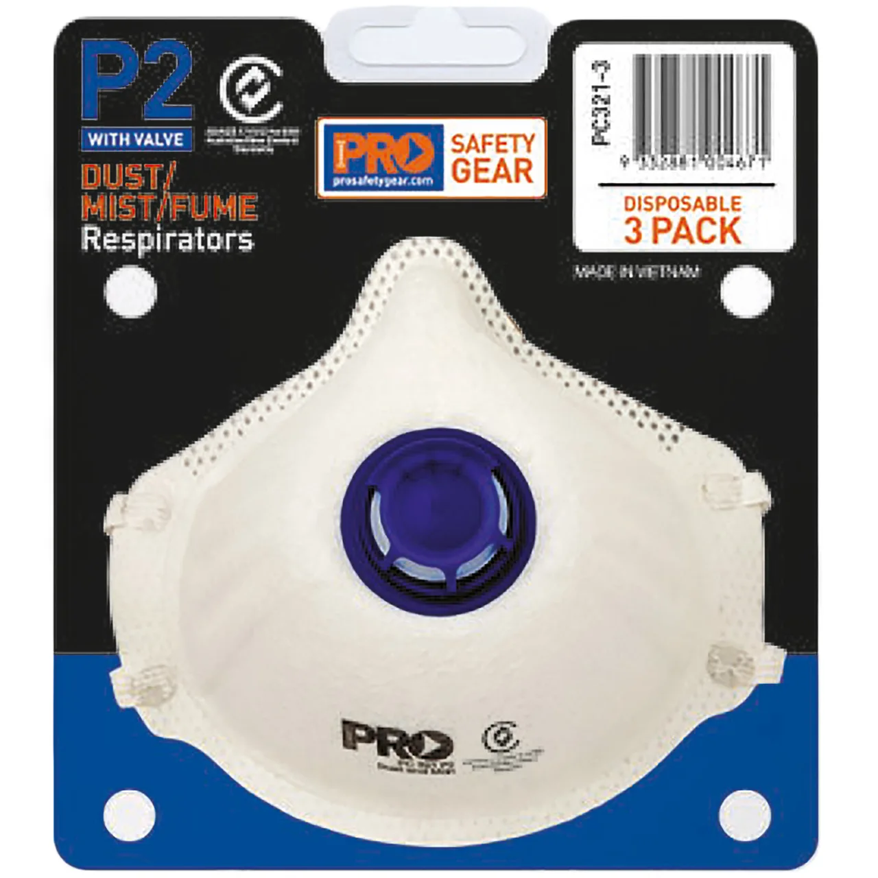 Prochoice PC321 Dust Masks P2 + Valve — Pack of 3