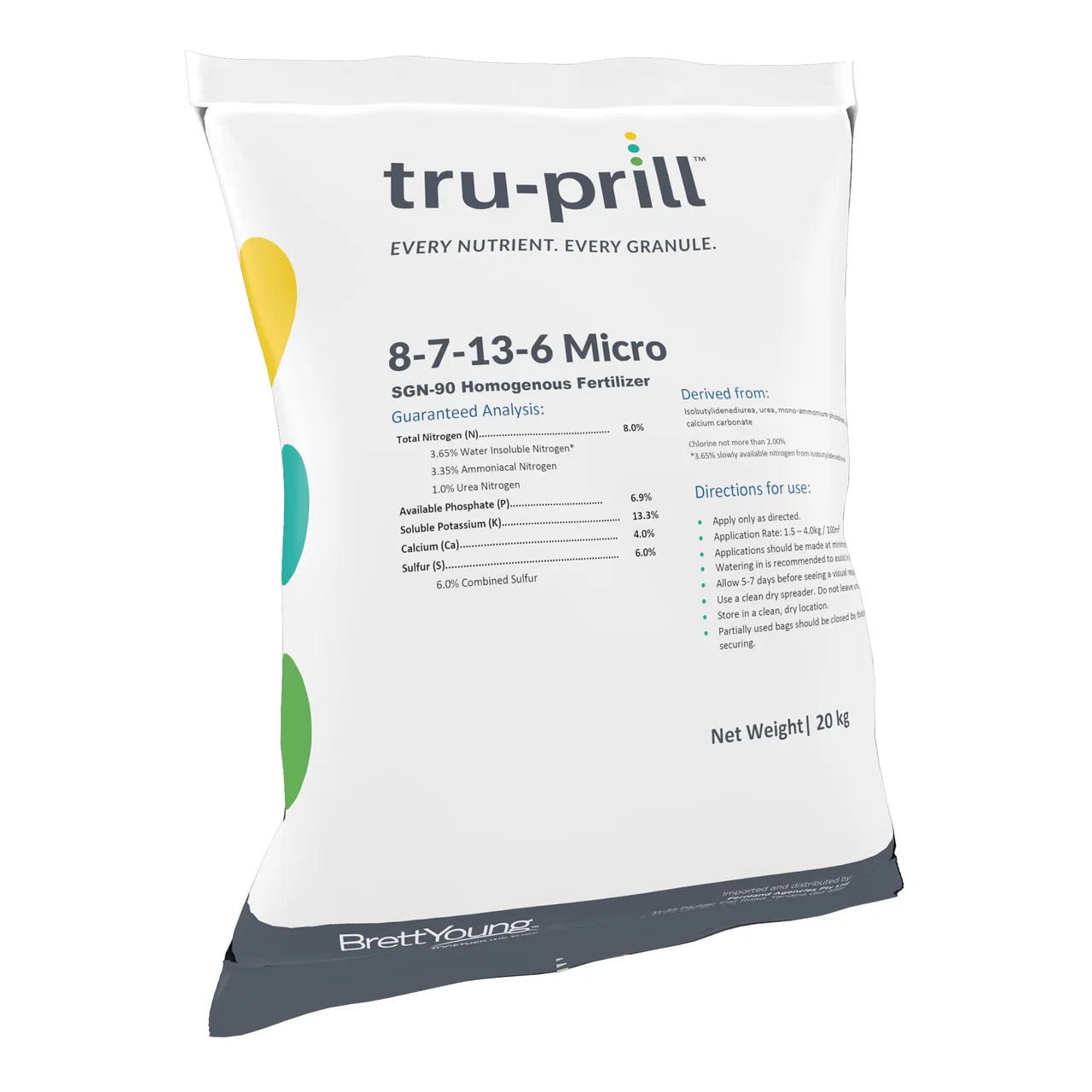Tru-Prill 8-7-13 Premium Greens Grade Turf Fertiliser — 20kg · Each · Greens, 90SGN