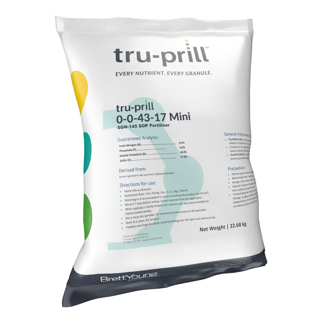 Tru-Prill 0-0-43 SOP Greens Grade Turf Fertiliser — 22.68kg · Each · Greens, 145SGN