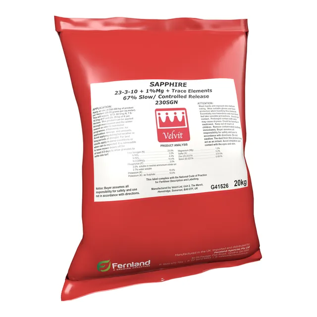 Sapphire Turf Fertiliser 23-3-10 +1Mg  230SGN